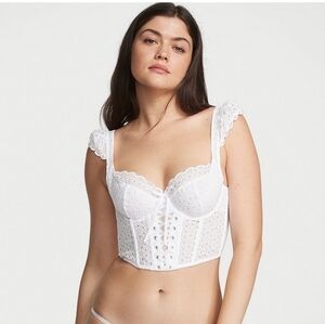 Victoria's Secret Dream Angels White Eyelet Lace Corset Top Small DD